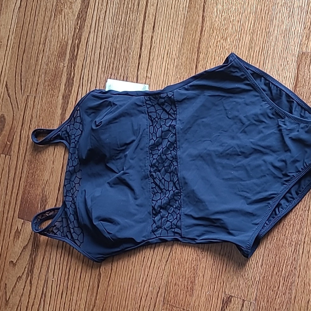Anita Size 8 34C NEW Black One-Piece Swimsuit with Mesh Cut-Outs